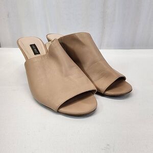 NINE WEST Women's Janissah Slide Sandal Size 10 Leather Natural Tan